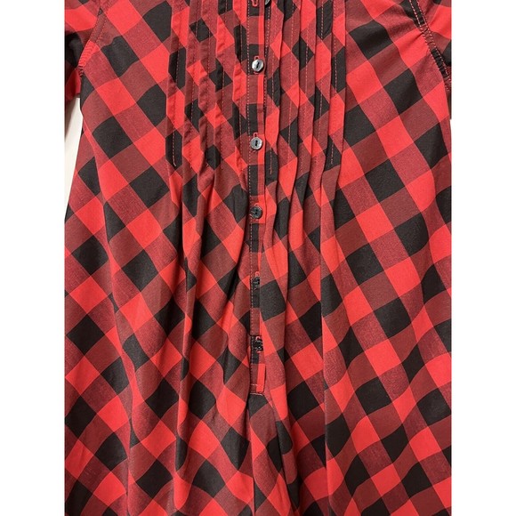 Deux Par Deux Buffalo Plaid Girls Dress Size 8 Bubbled Hem Red and Black - Picture 2 of 7